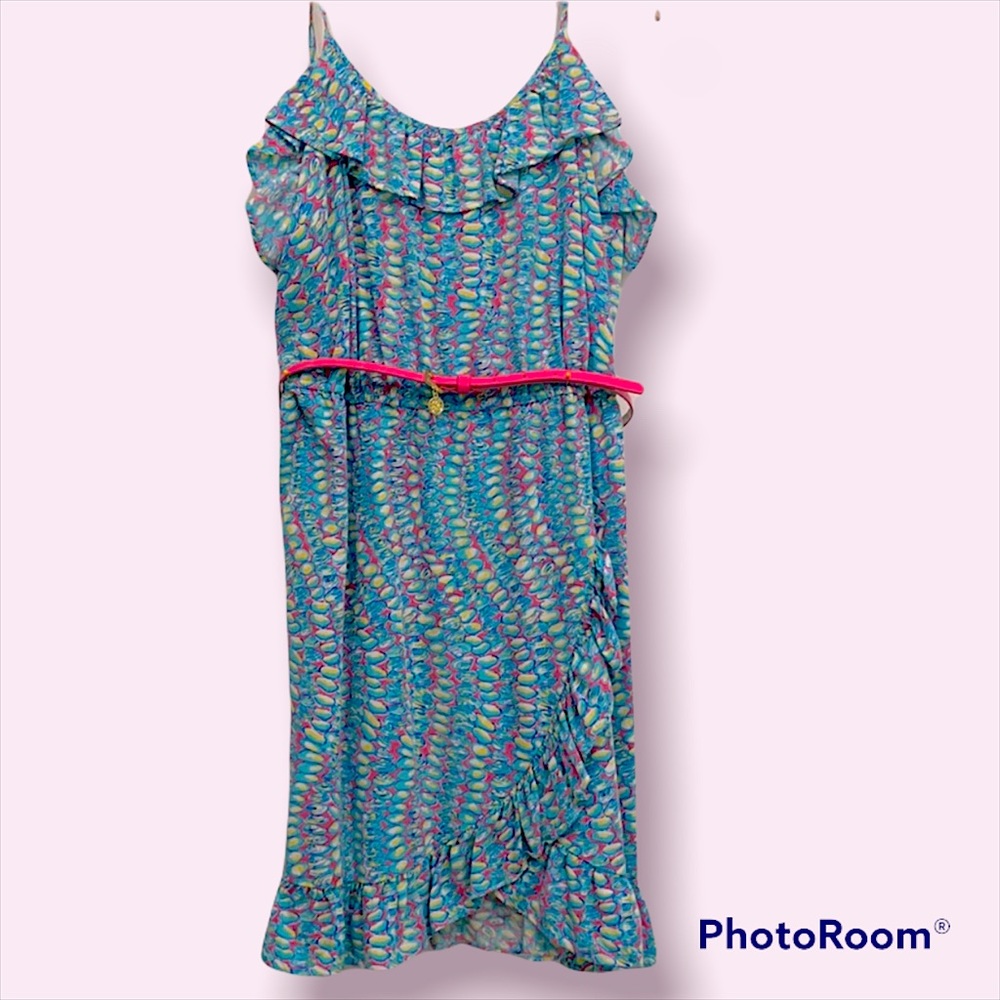 Lilly Pulitzer dress thin straps pink and blue with clams s